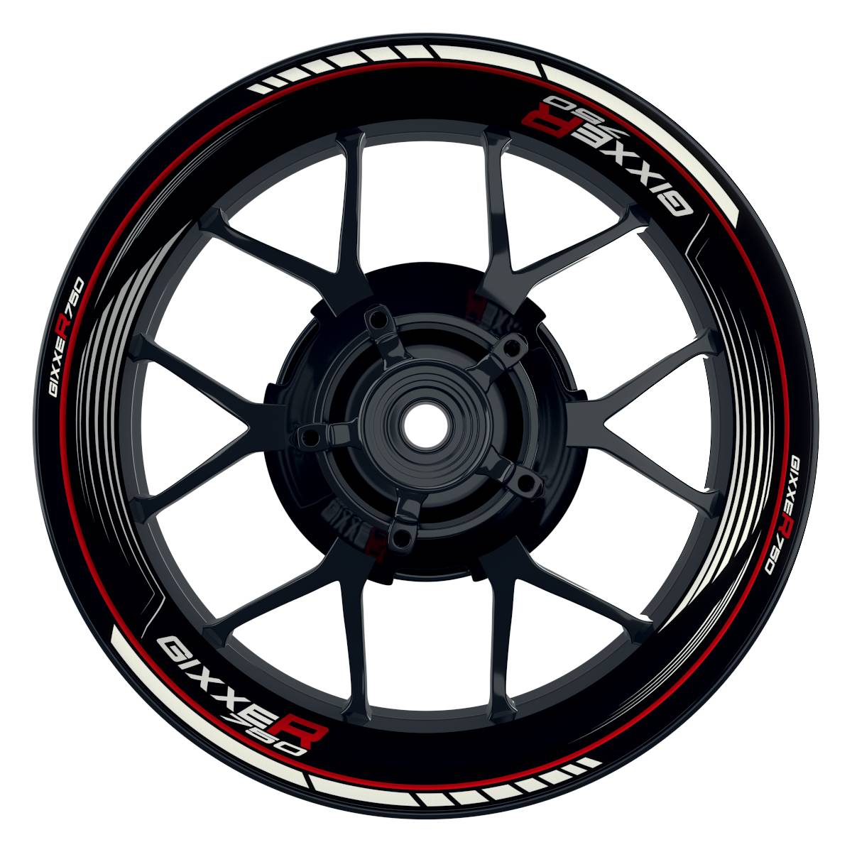 GIXXER750 SAW schwarz rot Wheelsticker Felgenaufkleber