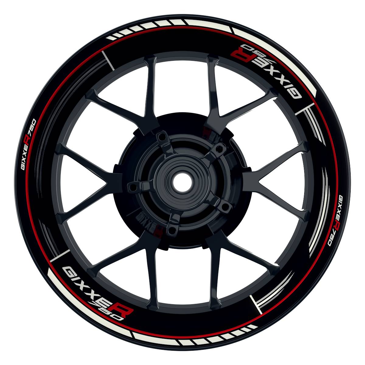 GIXXER750 Scratched schwarz rot Wheelsticker Felgenaufkleber