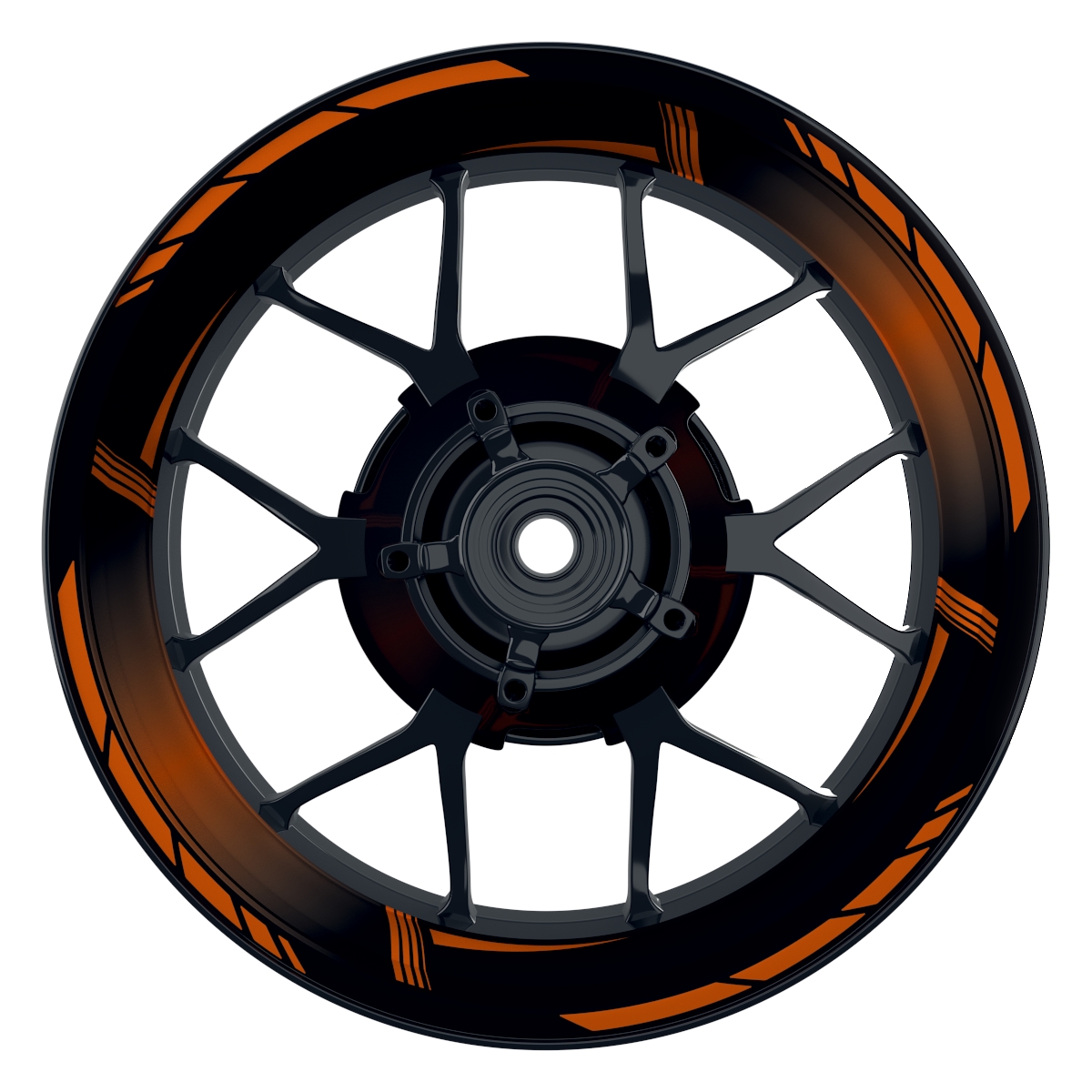 Gradient schwarz orange Wheelsticker Felgenaufkleber