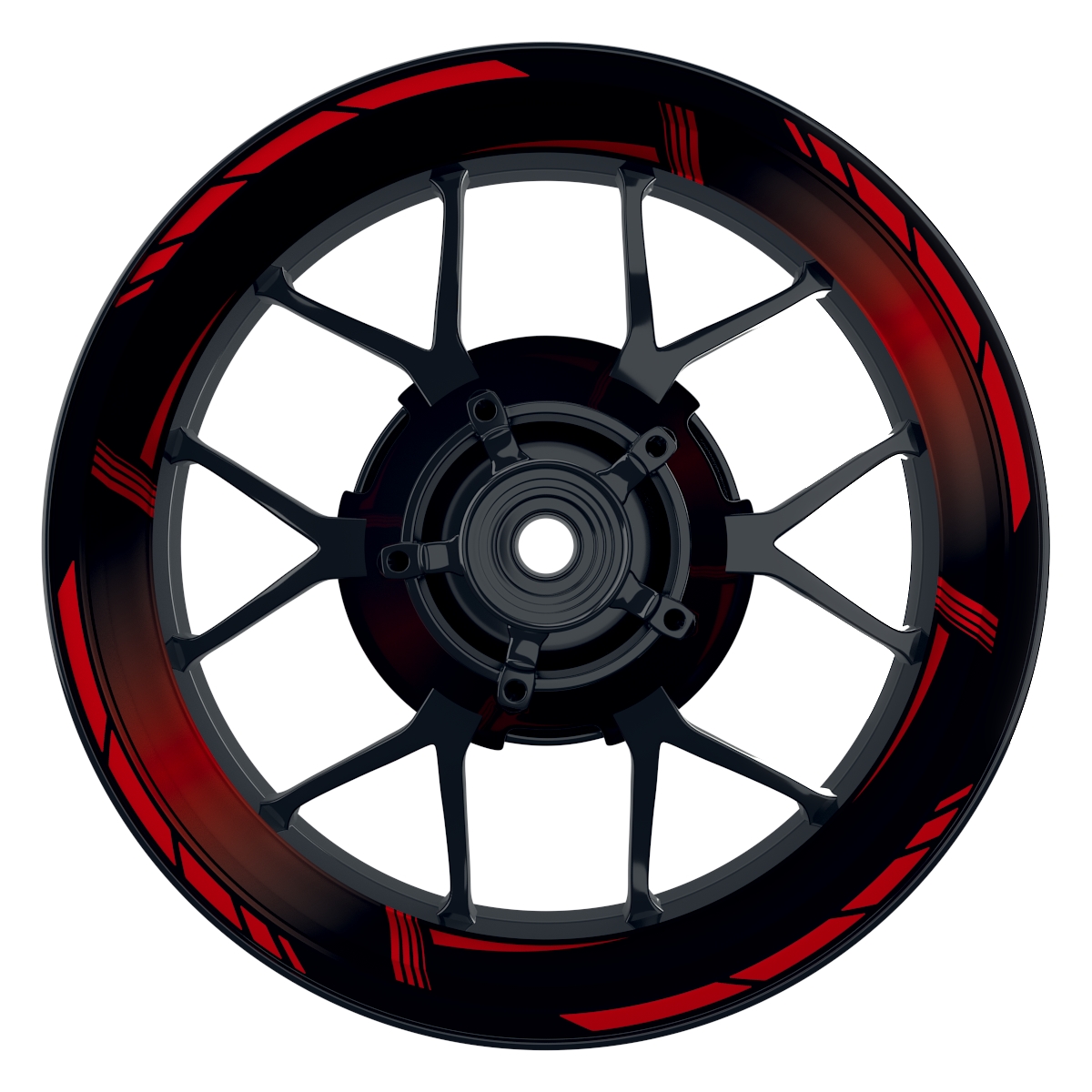 Gradient schwarz rot Wheelsticker Felgenaufkleber