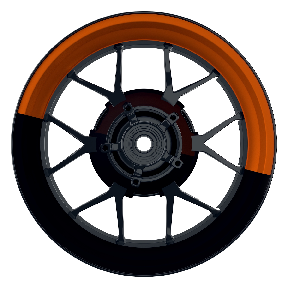 Halb halb schwarz orange Wheelsticker Felgenaufkleber