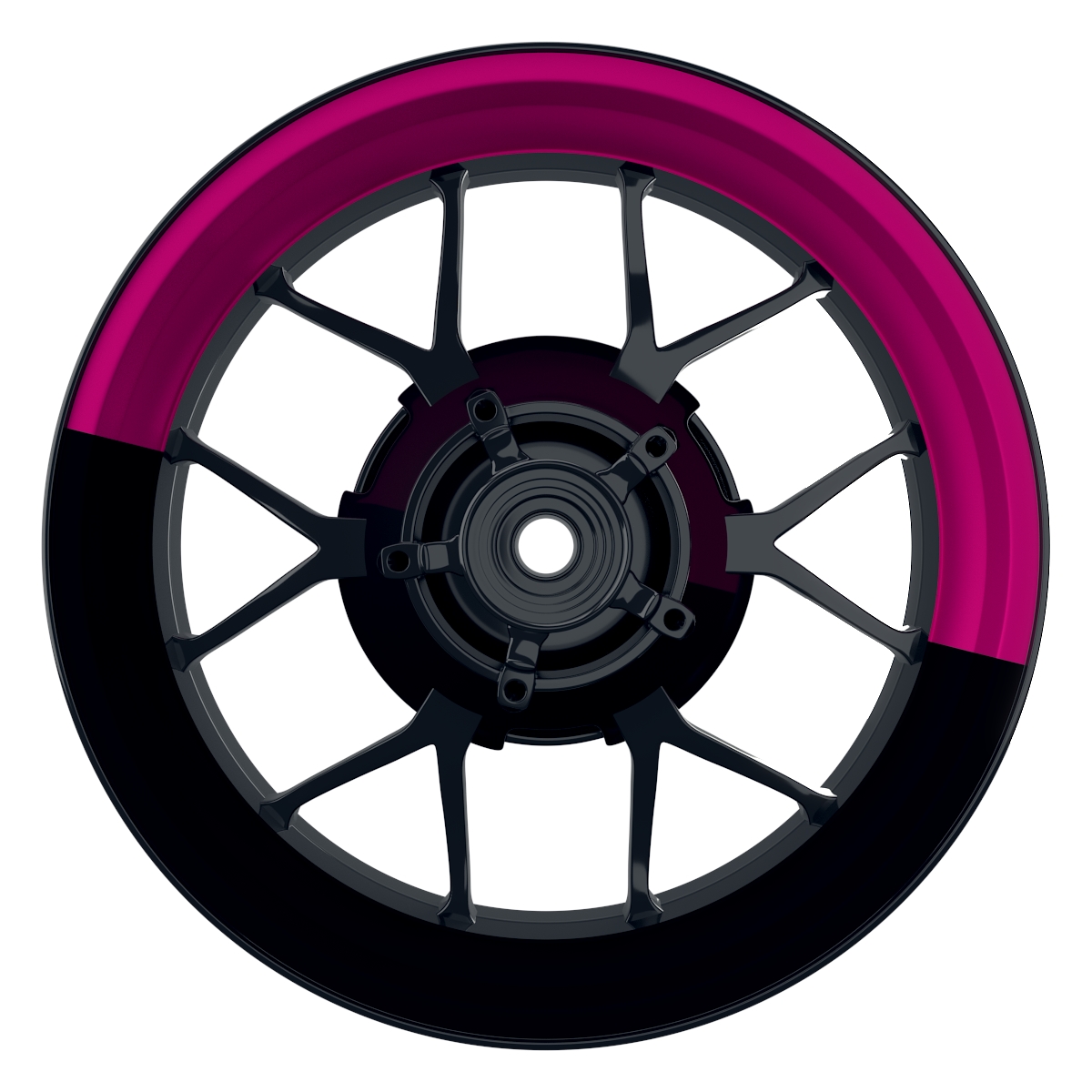 Halb halb schwarz pink Wheelsticker Felgenaufkleber