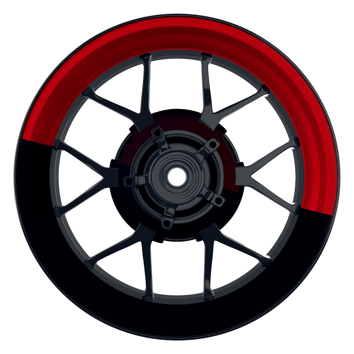 Halb halb schwarz rot Wheelsticker Felgenaufkleber
