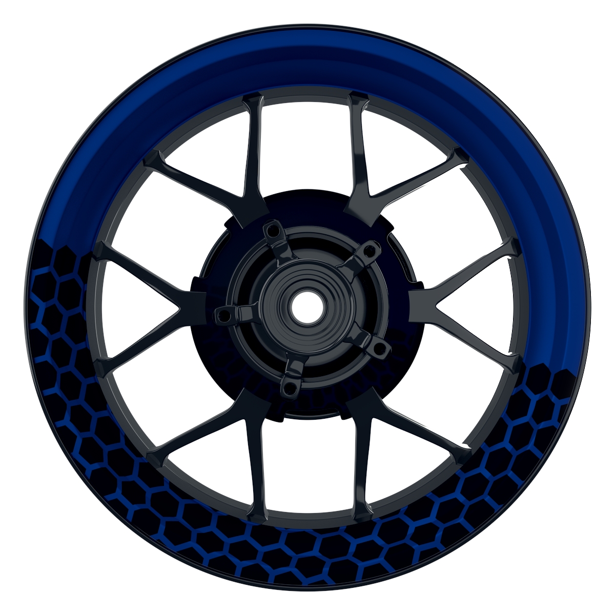 Hexagon halb halb schwarz blau Wheelsticker Felgenaufkleber