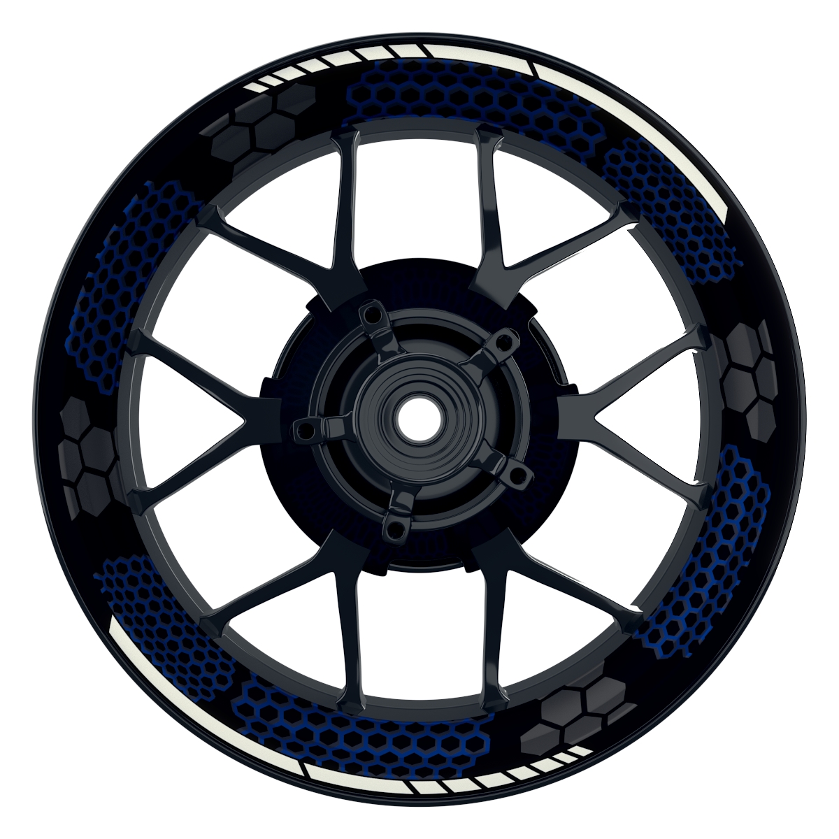 Hexagon schwarz neutral NEU blau Wheelsticker Felgenaufkleber