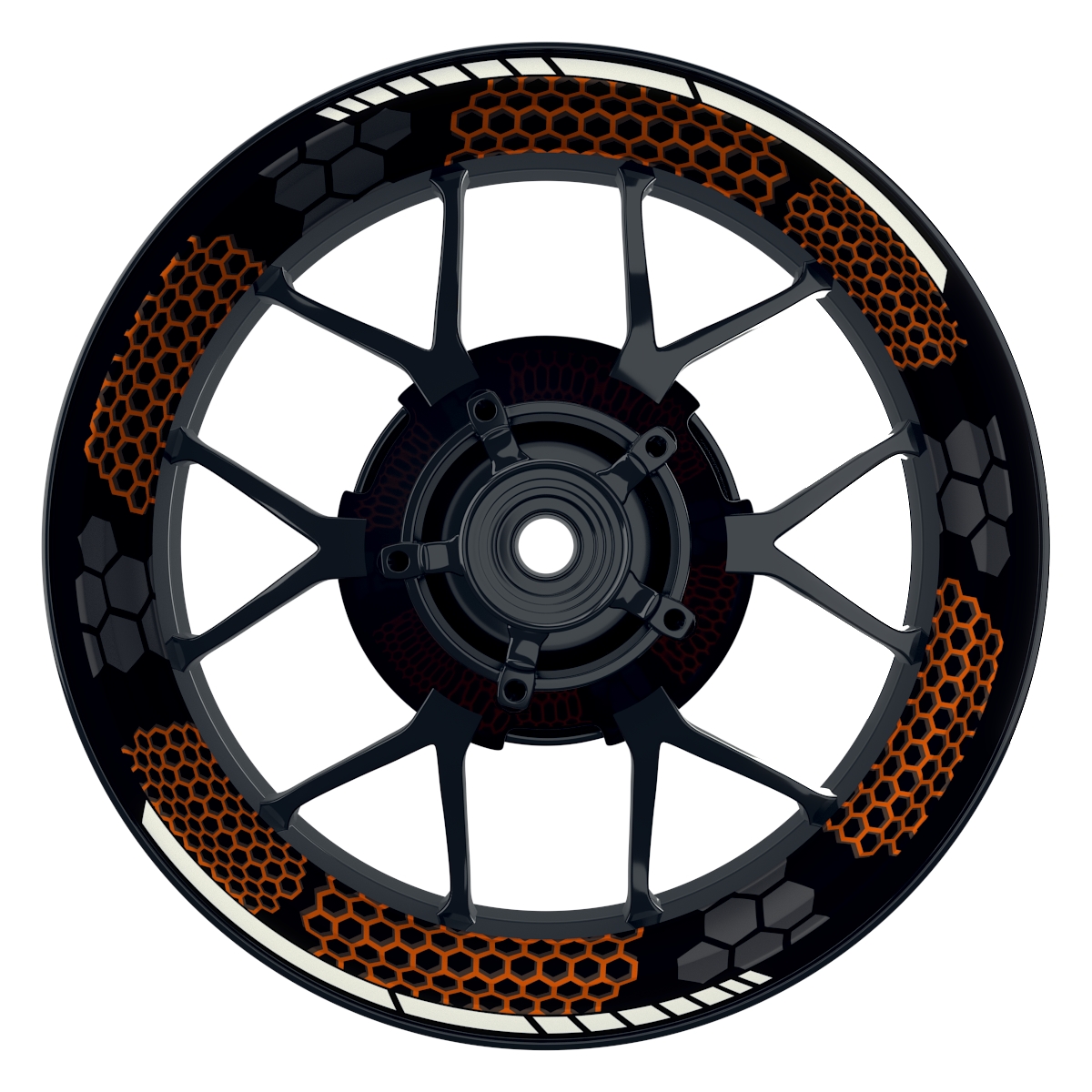 Hexagon schwarz neutral NEU orange Wheelsticker Felgenaufkleber