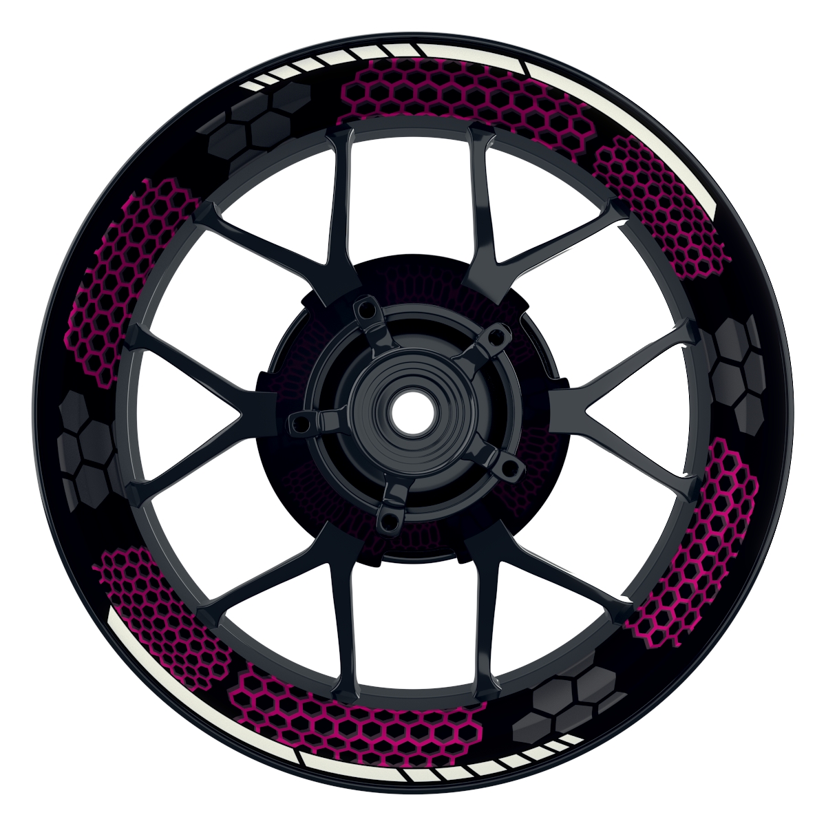 Hexagon schwarz neutral NEU pink Wheelsticker Felgenaufkleber