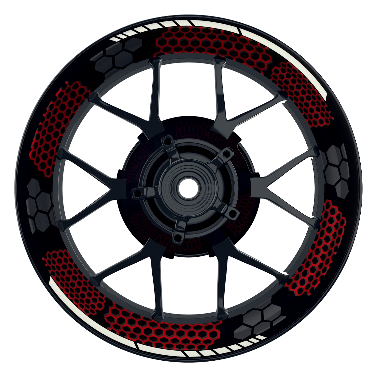 Hexagon schwarz neutral NEU rot Wheelsticker Felgenaufkleber