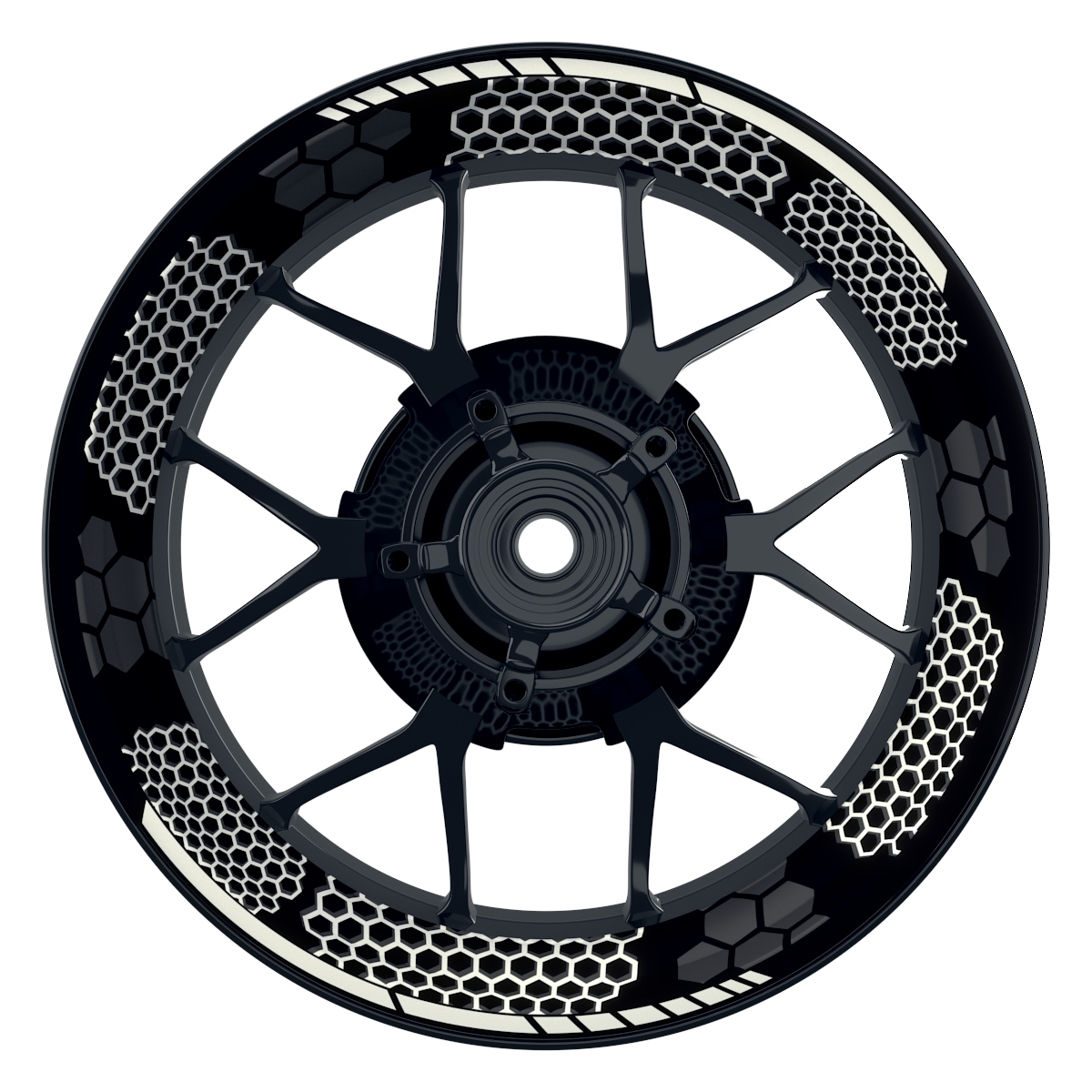 Hexagon schwarz neutral NEU weiss Wheelsticker Felgenaufkleber