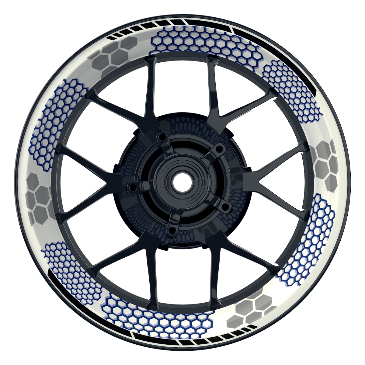 Hexagon weiss neutral blau Wheelsticker Felgenaufkleber