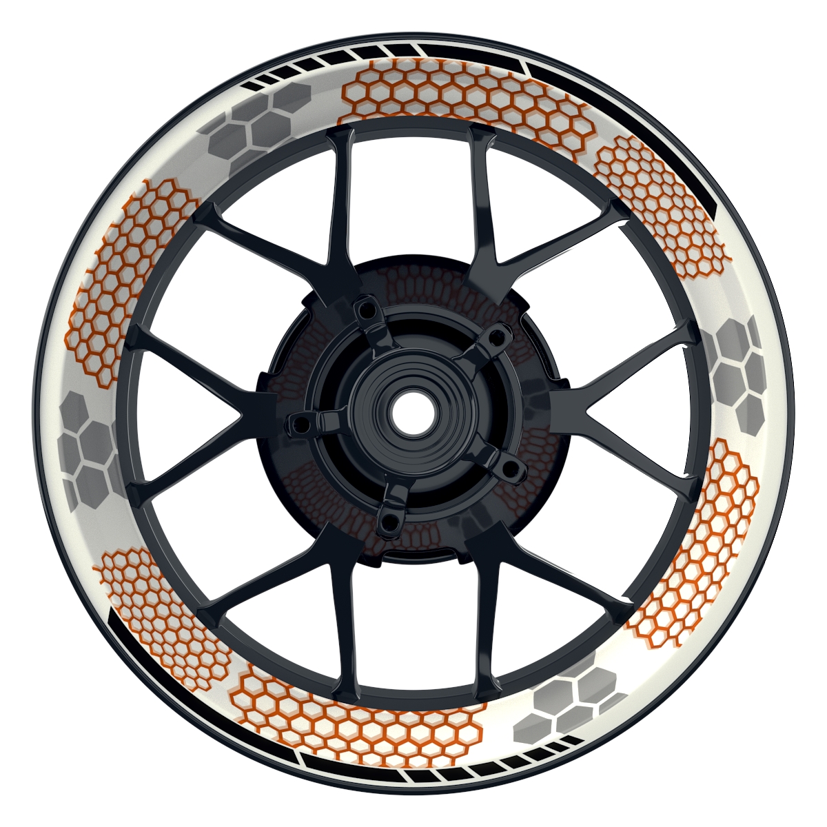 Hexagon weiss neutral orange Wheelsticker Felgenaufkleber