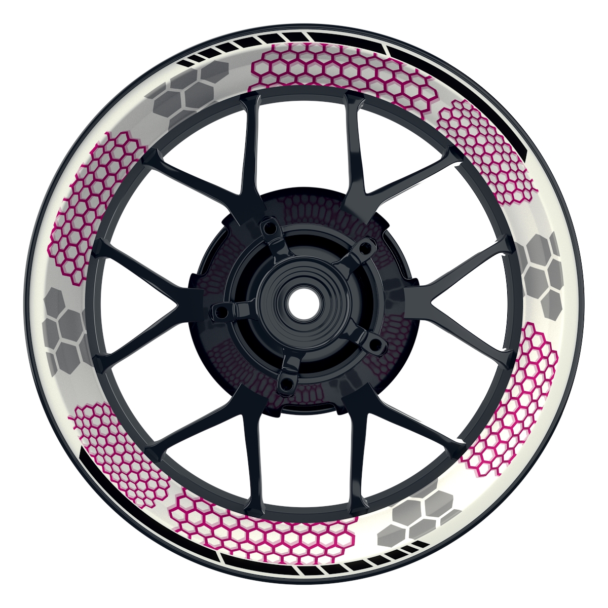 Hexagon weiss neutral pink Wheelsticker Felgenaufkleber