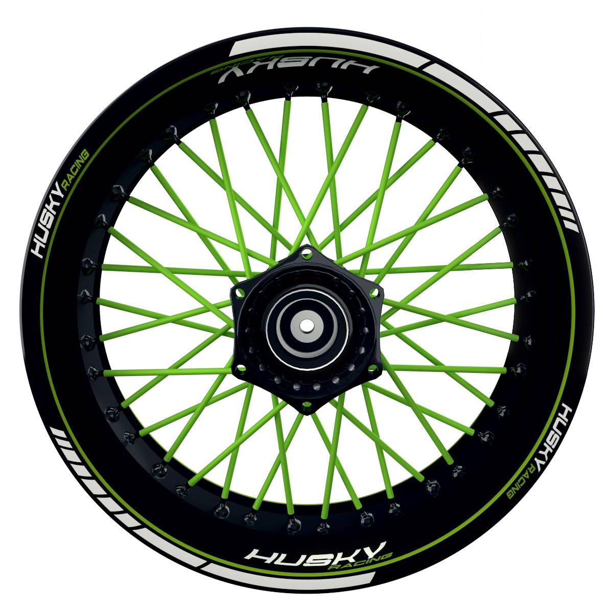 HuskyRACING Clean schwarz gruen Wheelsticker Felgenaufkleber