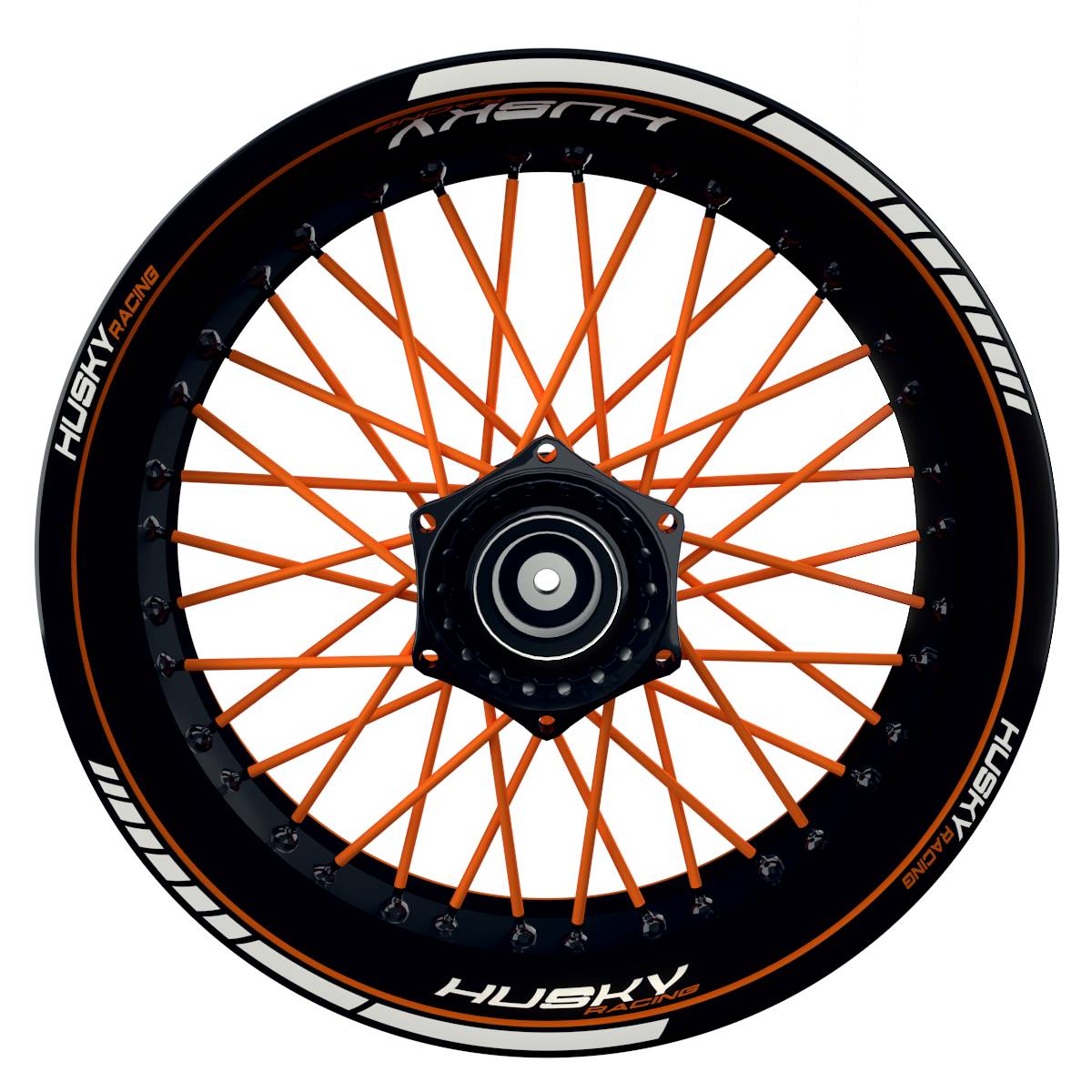 HuskyRACING Clean schwarz orange Wheelsticker Felgenaufkleber