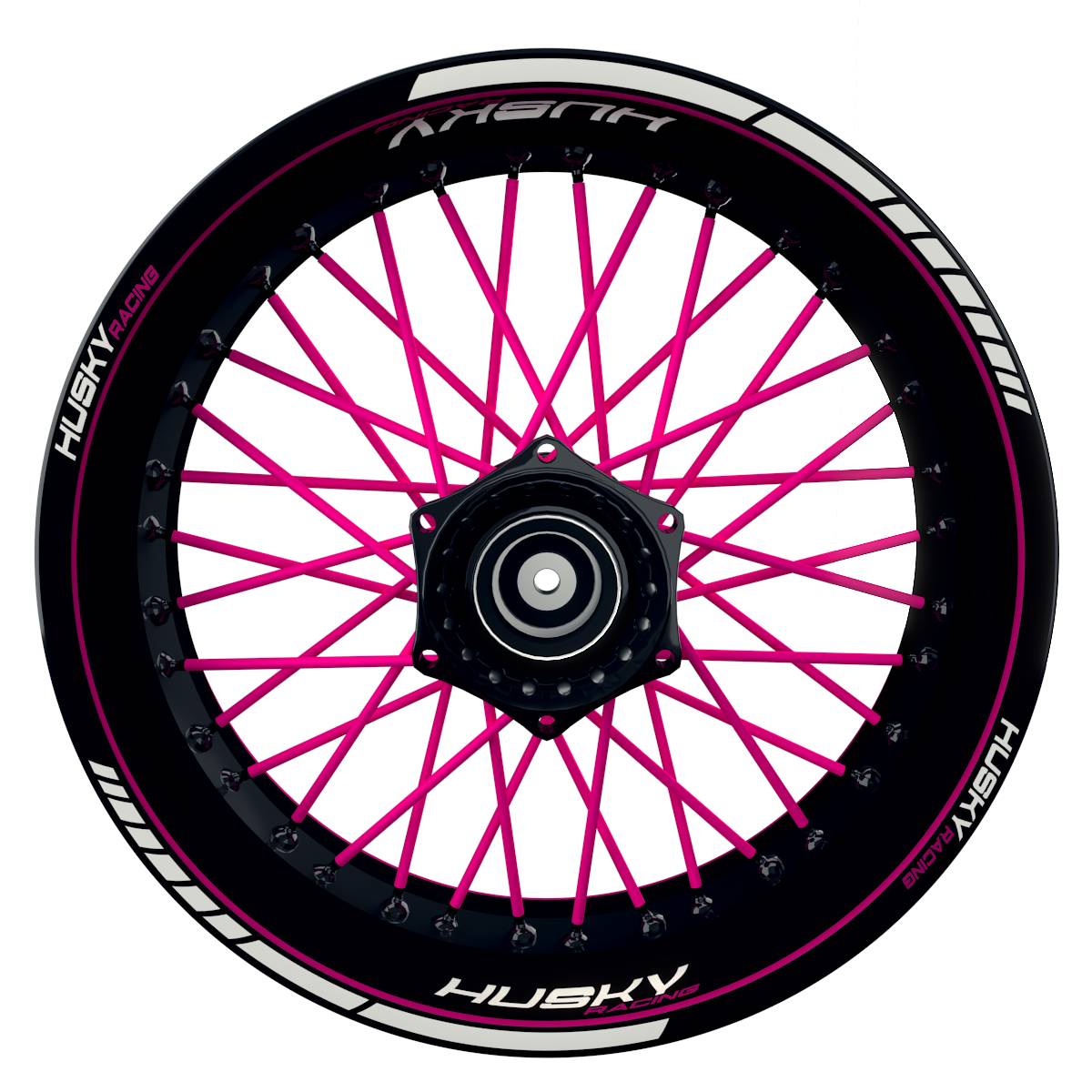 HuskyRACING Clean schwarz pink Wheelsticker Felgenaufkleber