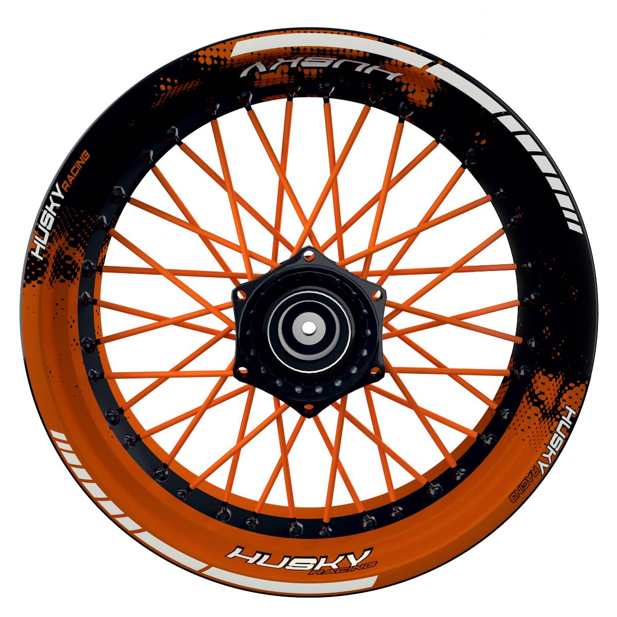 HuskyRACING Dots schwarz orange Wheelsticker Felgenaufkleber