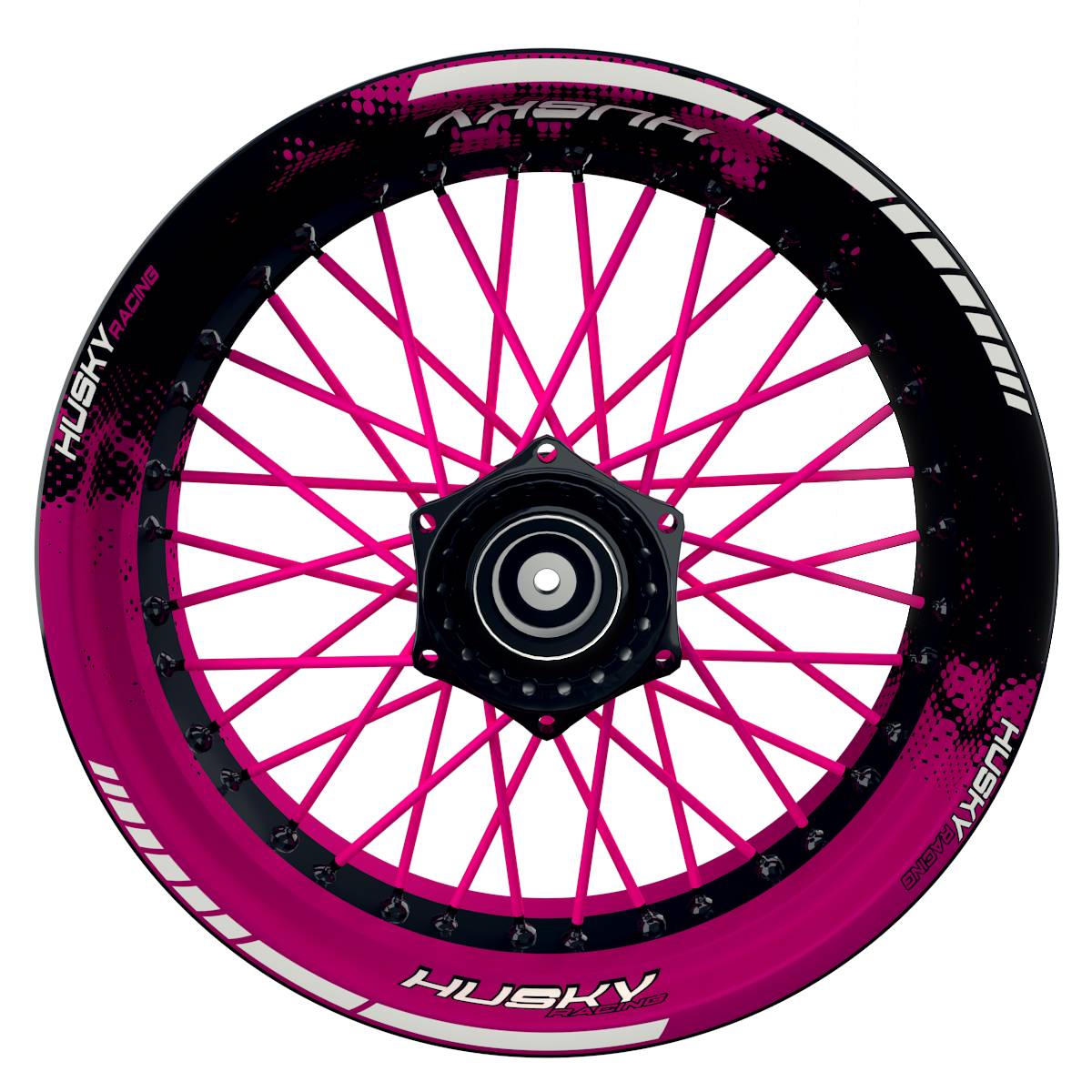 HuskyRACING Dots schwarz pink Wheelsticker Felgenaufkleber