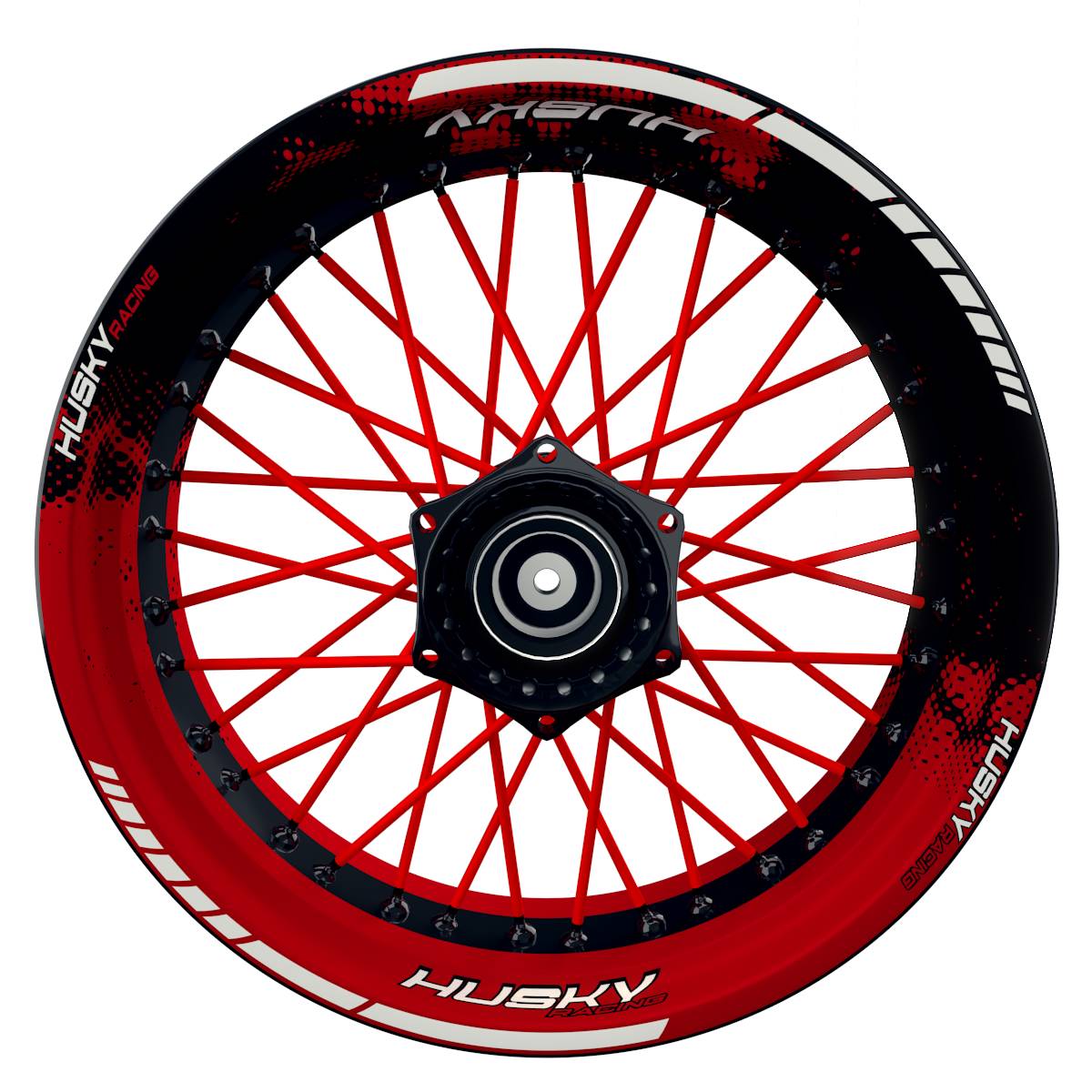 HuskyRACING Dots schwarz rot Wheelsticker Felgenaufkleber