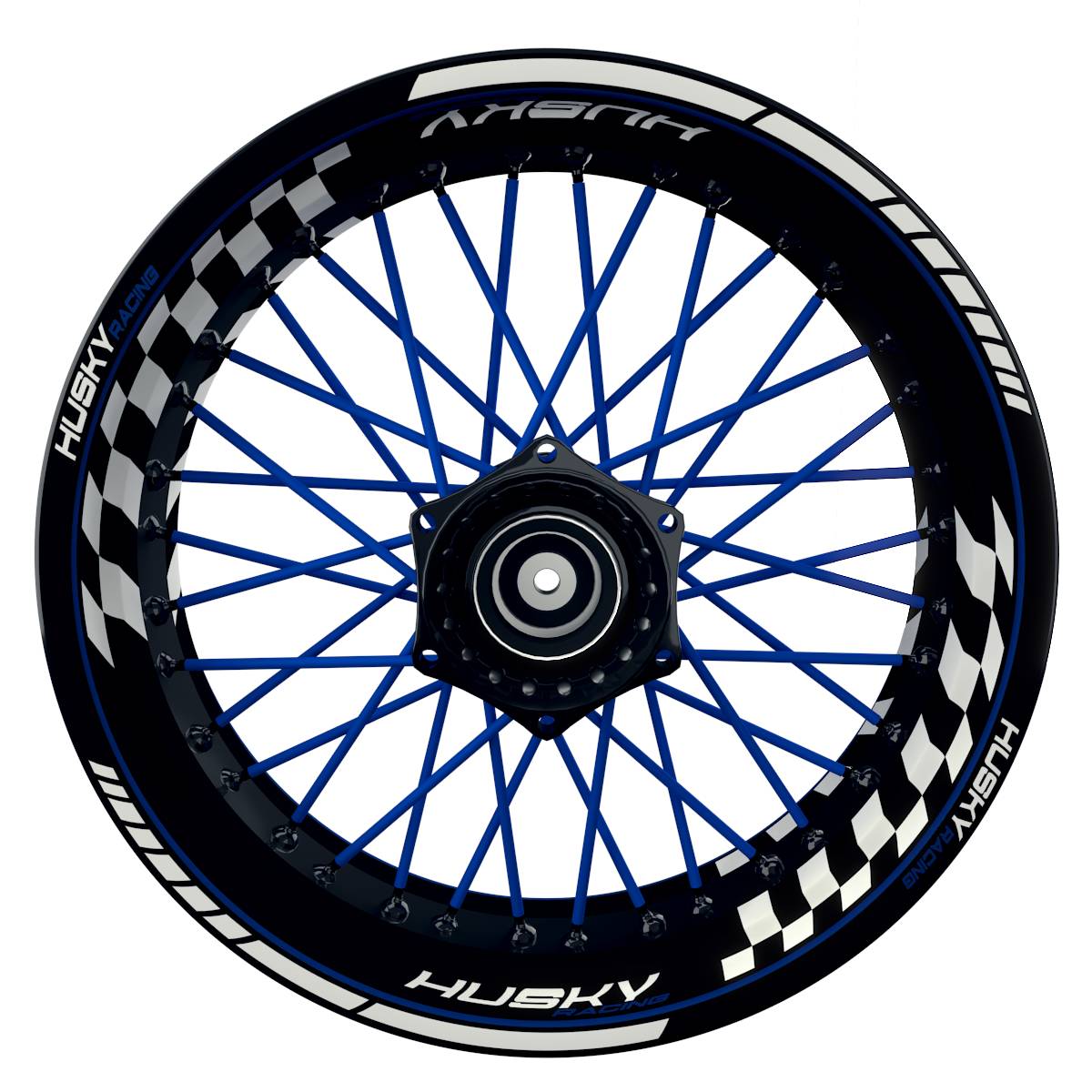 HuskyRACING Grid schwarz blau Wheelsticker Felgenaufkleber