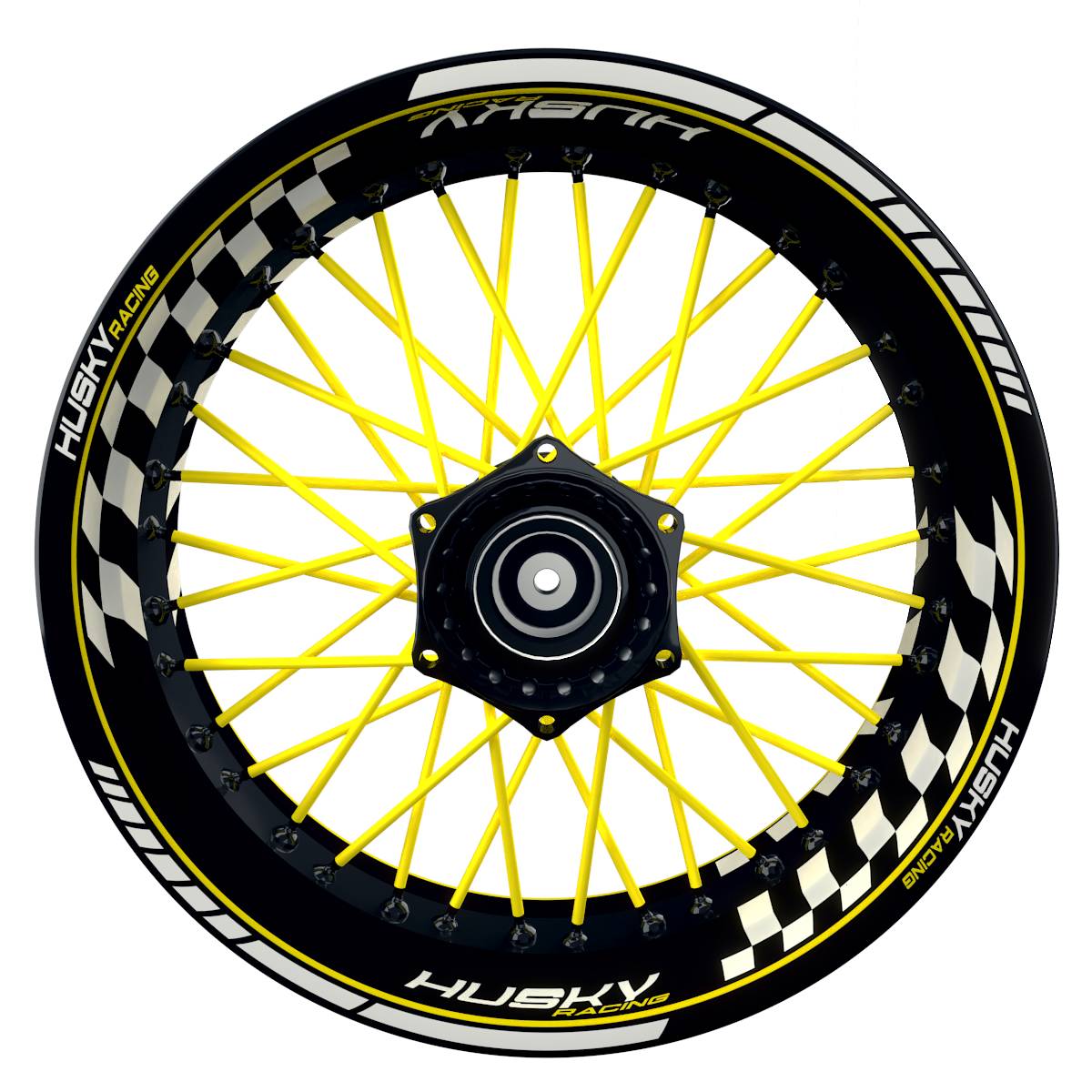 HuskyRACING Grid schwarz gelb Wheelsticker Felgenaufkleber