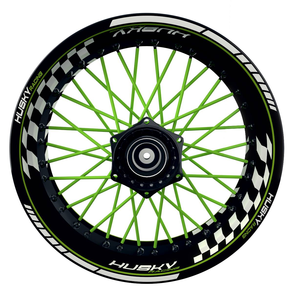 HuskyRACING Grid schwarz gruen Wheelsticker Felgenaufkleber