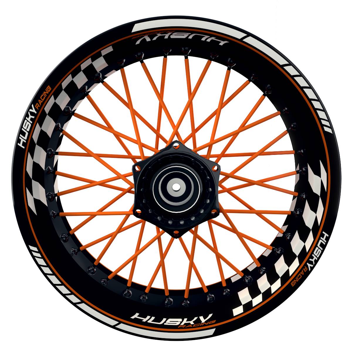 HuskyRACING Grid schwarz orange Wheelsticker Felgenaufkleber