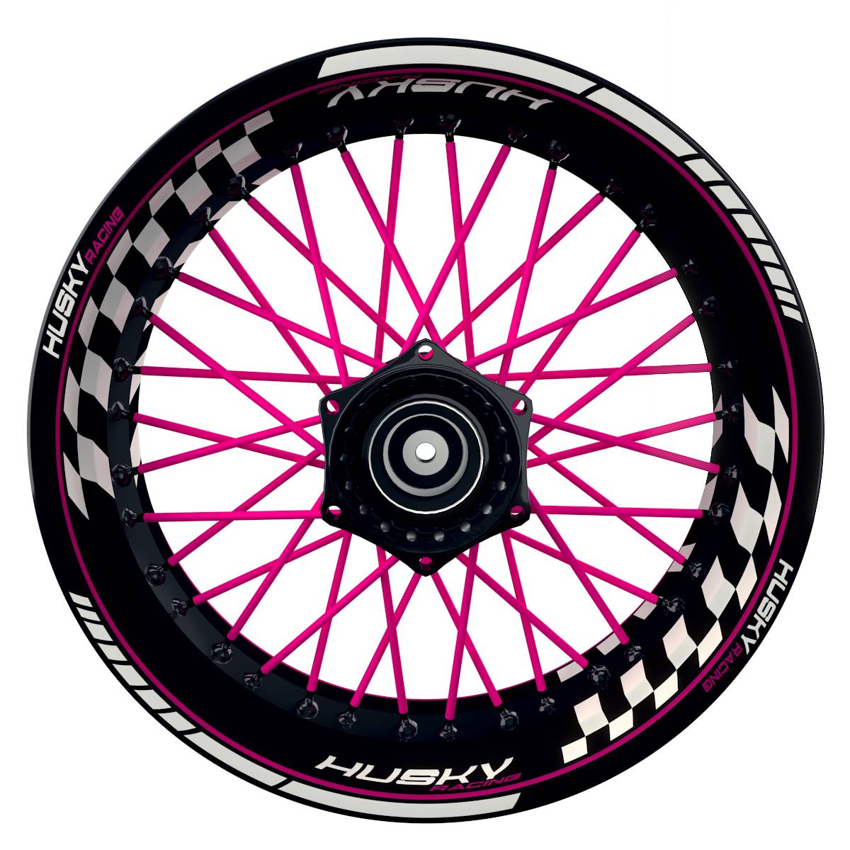 HuskyRACING Grid schwarz pink Wheelsticker Felgenaufkleber