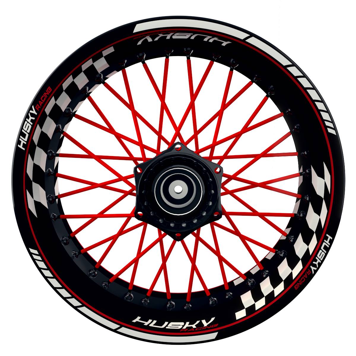 HuskyRACING Grid schwarz rot Wheelsticker Felgenaufkleber