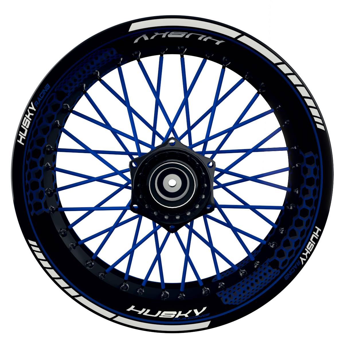 HuskyRACING Hexagon schwarz blau Wheelsticker Felgenaufkleber