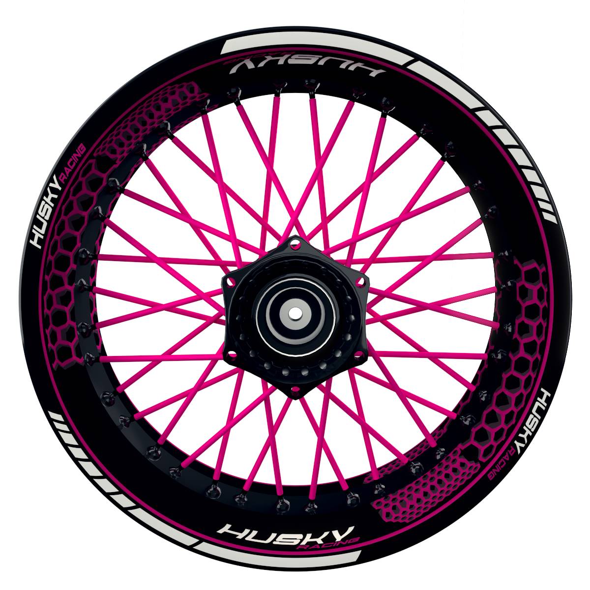 HuskyRACING Hexagon schwarz pink Wheelsticker Felgenaufkleber