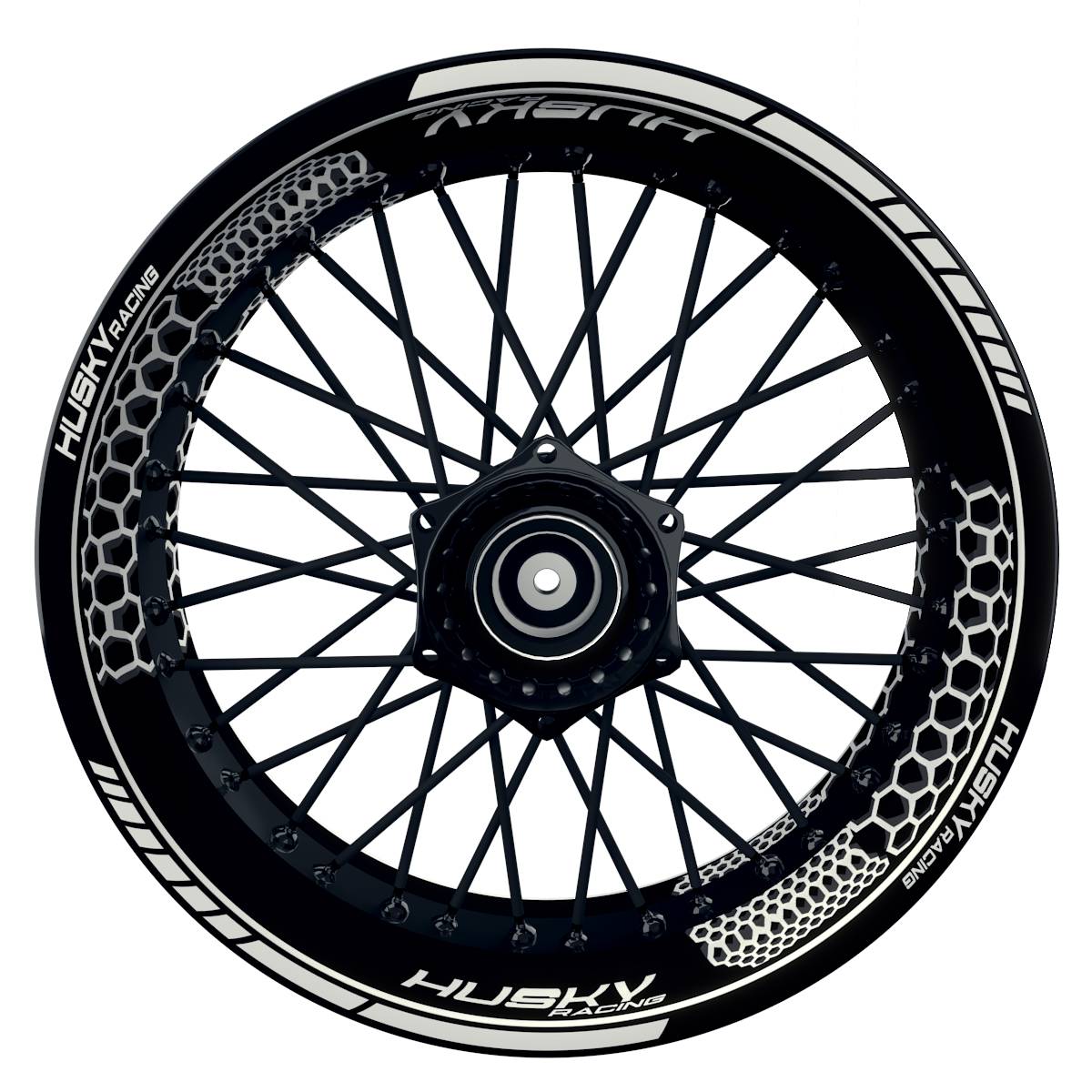 HuskyRACING Hexagon schwarz weiss Wheelsticker Felgenaufkleber