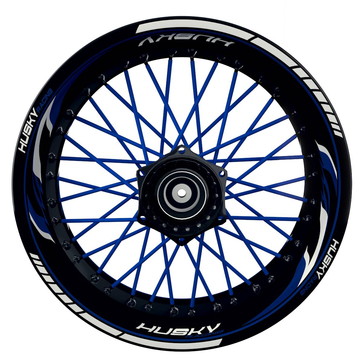 HuskyRACING Razor schwarz blau Wheelsticker Felgenaufkleber