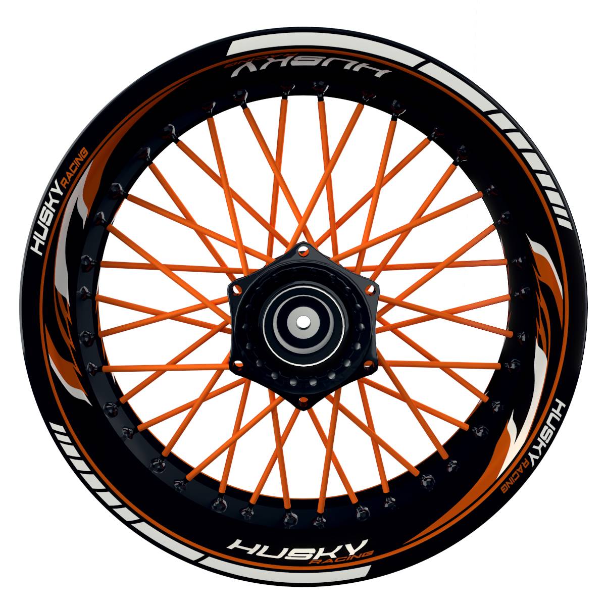 HuskyRACING Razor schwarz orange Wheelsticker Felgenaufkleber