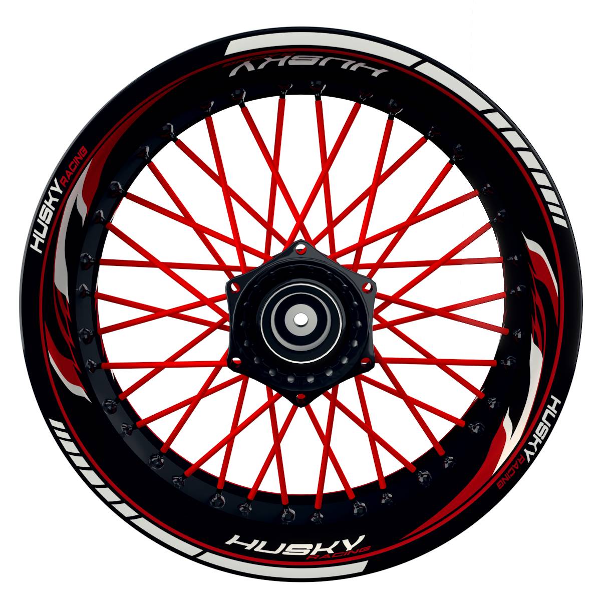 HuskyRACING Razor schwarz rot Wheelsticker Felgenaufkleber