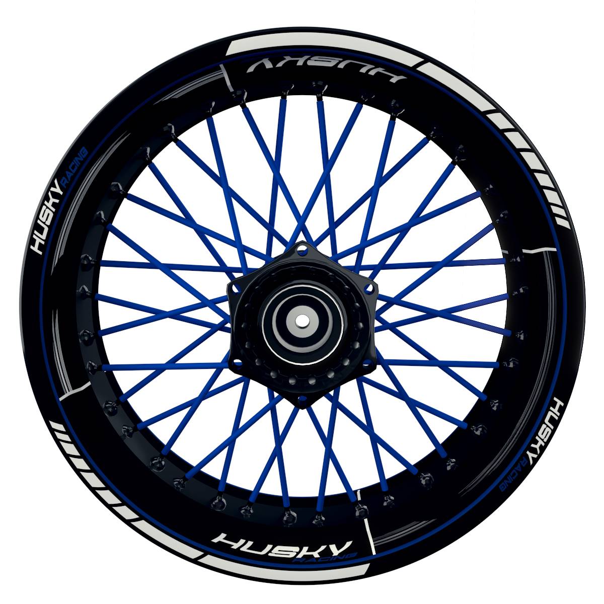 HuskyRACING Scratched schwarz blau Wheelsticker Felgenaufkleber