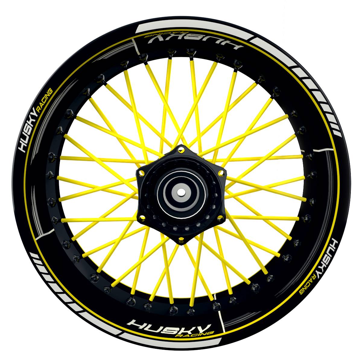 HuskyRACING Scratched schwarz gelb Wheelsticker Felgenaufkleber