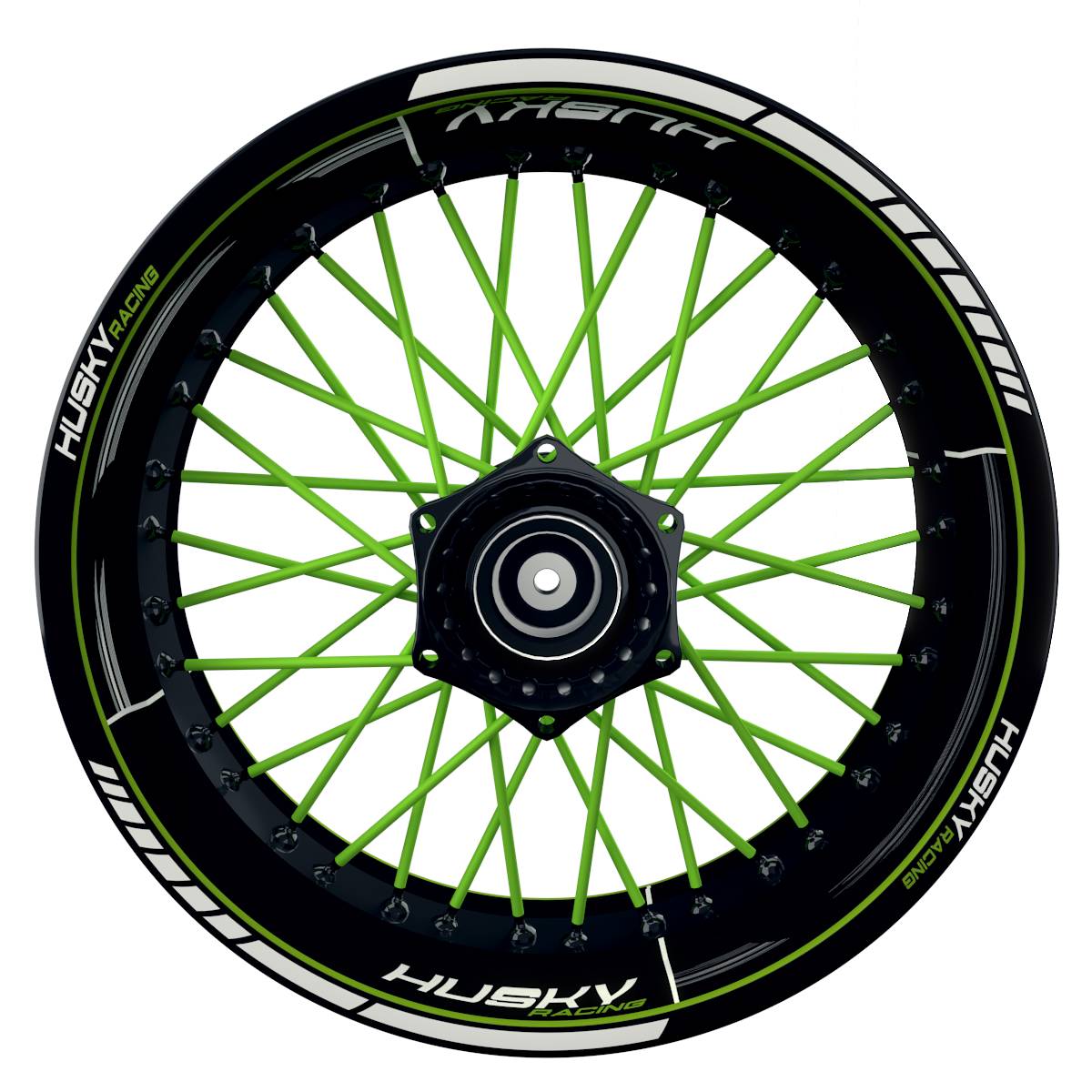 HuskyRACING Scratched schwarz gruen Wheelsticker Felgenaufkleber