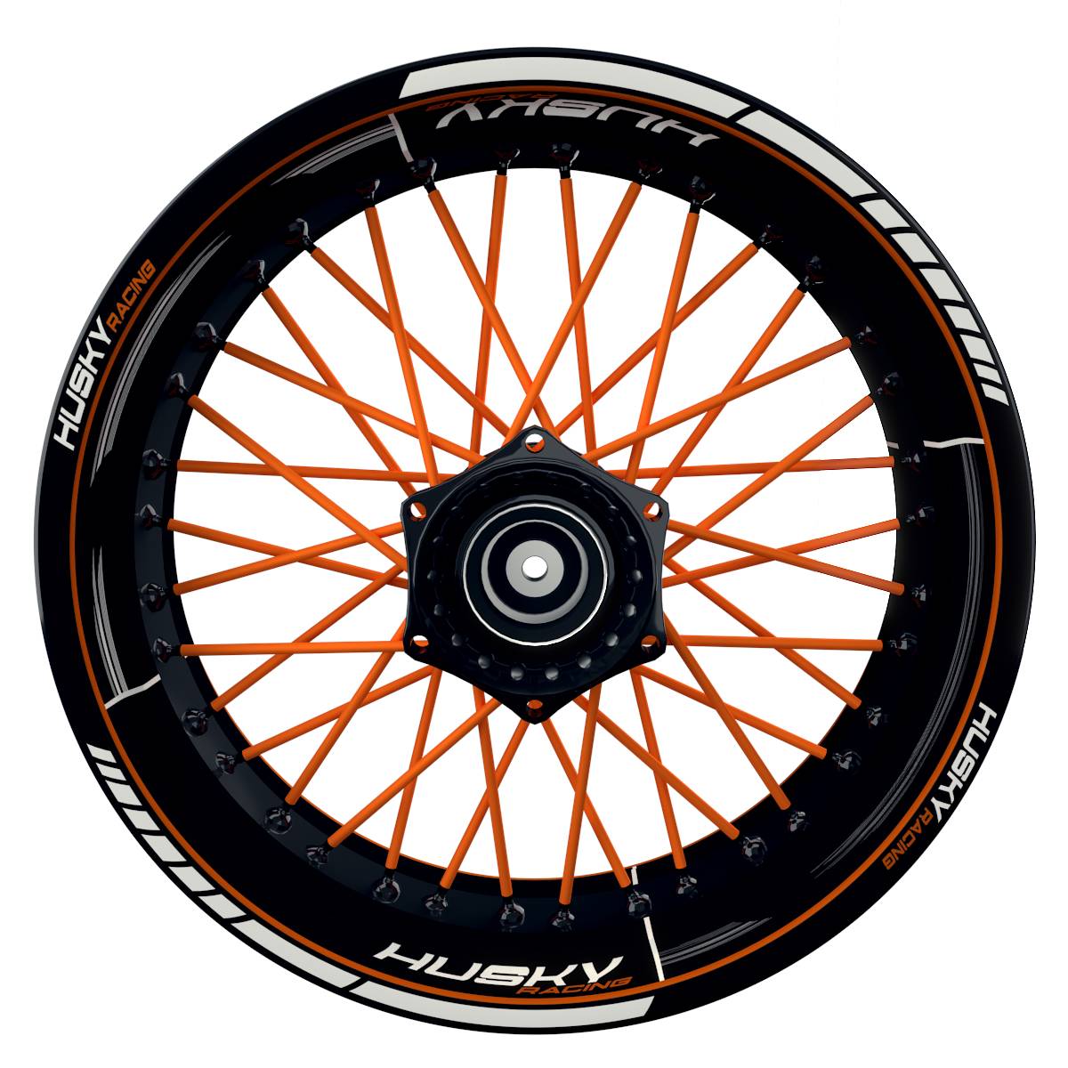 HuskyRACING Scratched schwarz orange Wheelsticker Felgenaufkleber