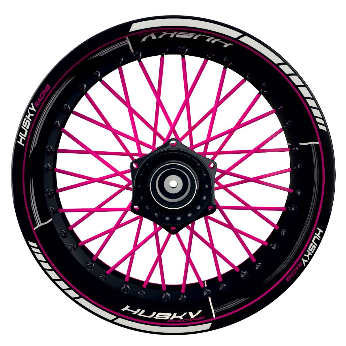 HuskyRACING Scratched schwarz pink Wheelsticker Felgenaufkleber