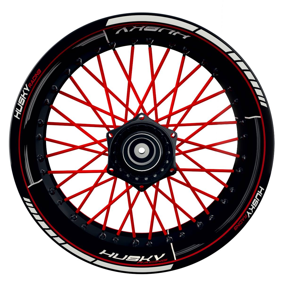 HuskyRACING Scratched schwarz rot Wheelsticker Felgenaufkleber