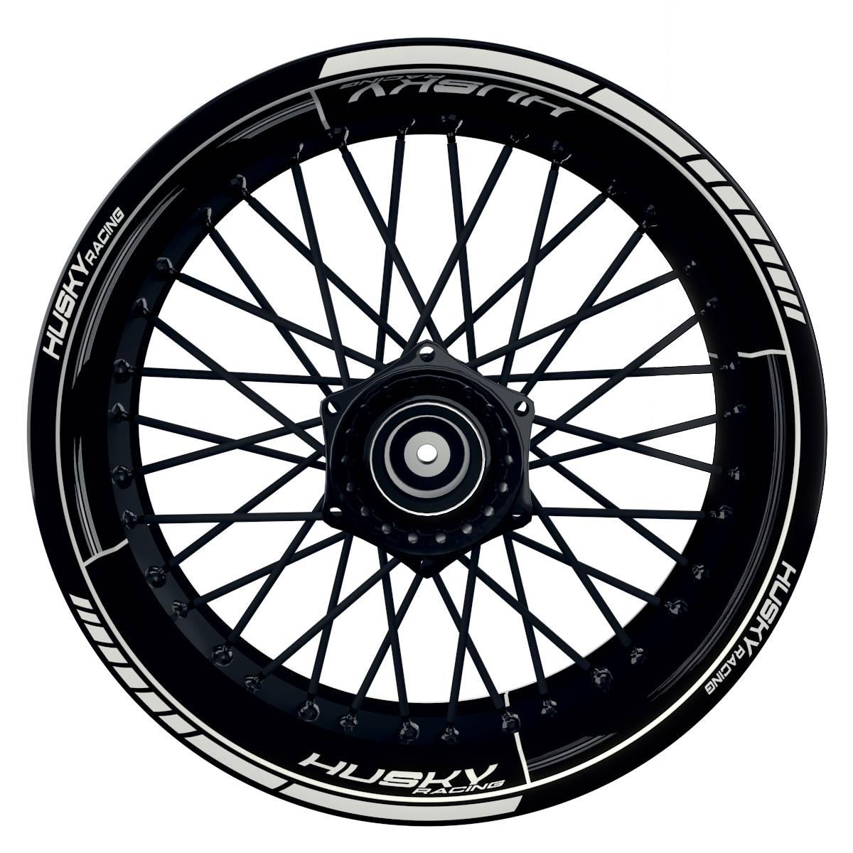 HuskyRACING Scratched schwarz weiss Wheelsticker Felgenaufkleber