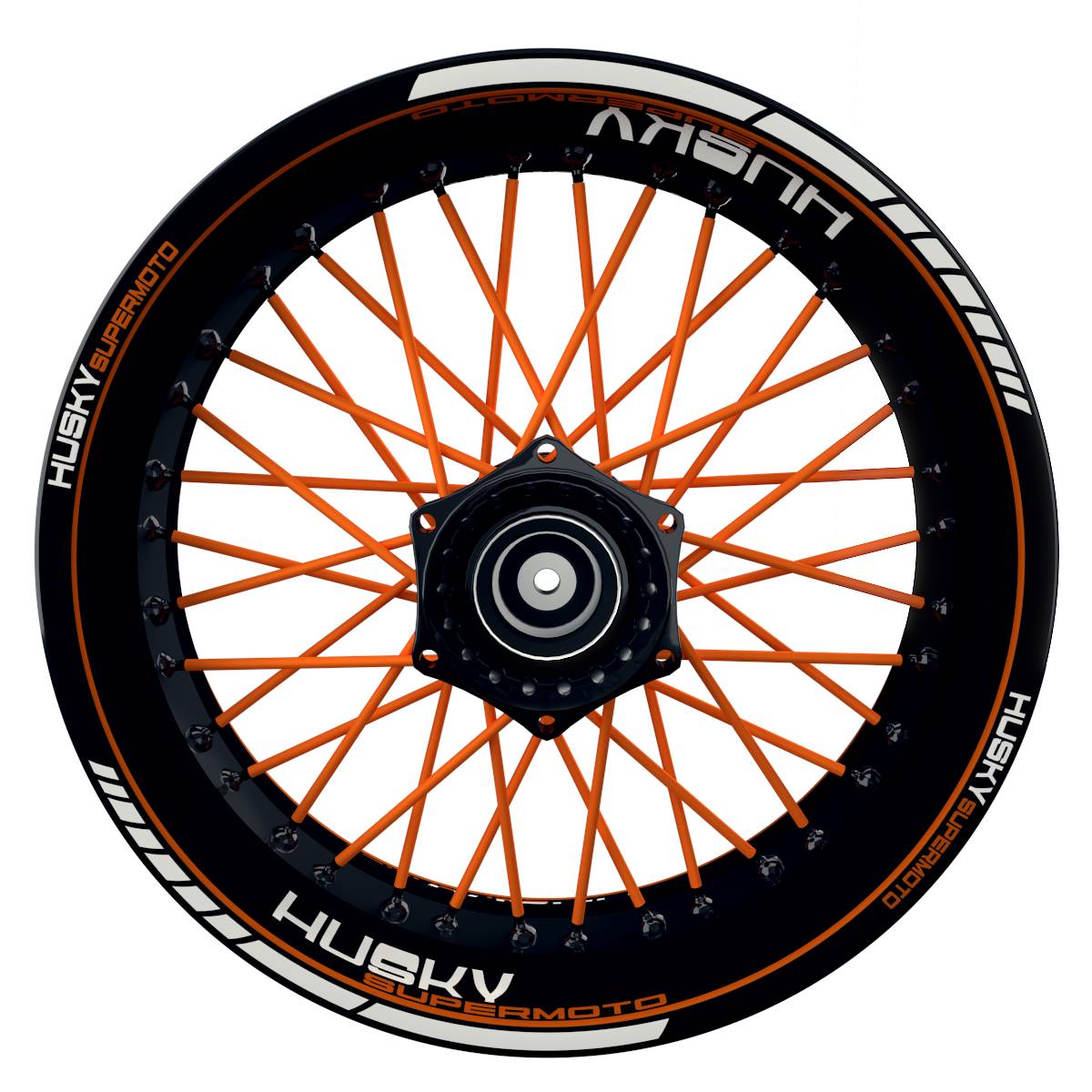 HuskySUPERMOTO Clean schwarz orange Wheelsticker Felgenaufkleber