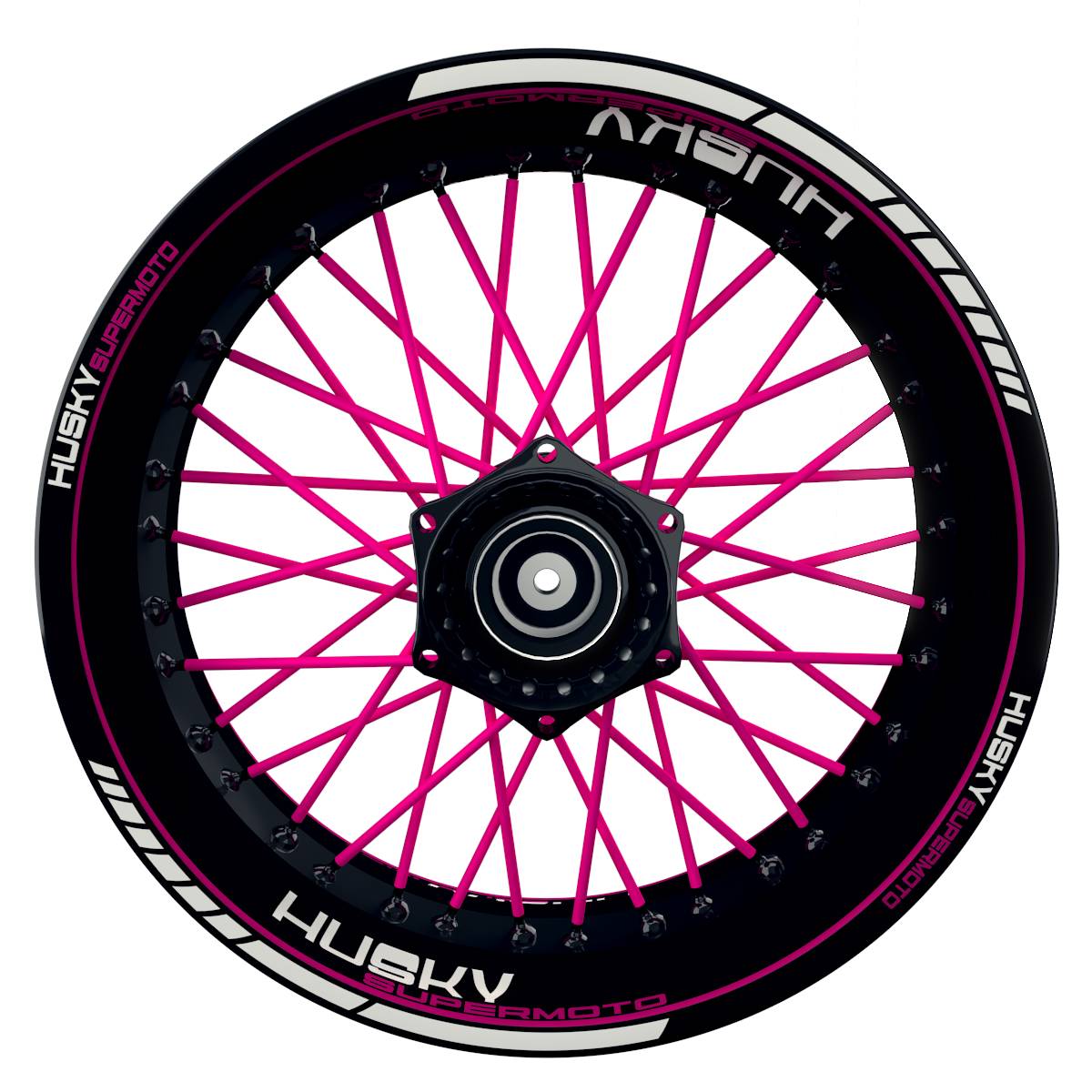 HuskySUPERMOTO Clean schwarz pink Wheelsticker Felgenaufkleber