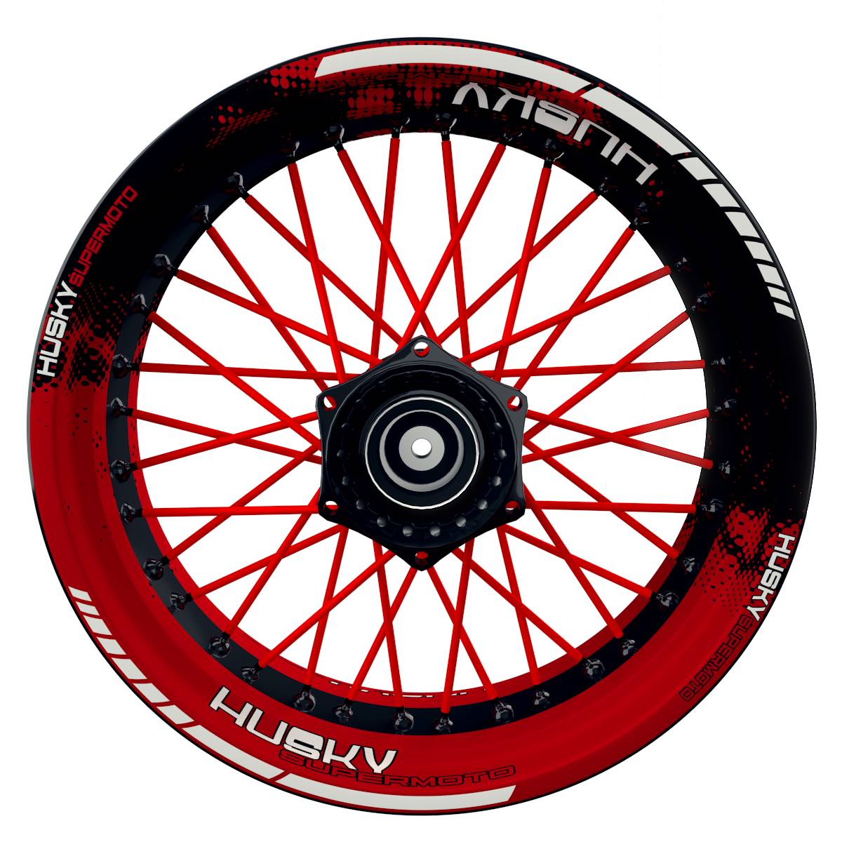 HuskySUPERMOTO Dots schwarz rot Wheelsticker Felgenaufkleber