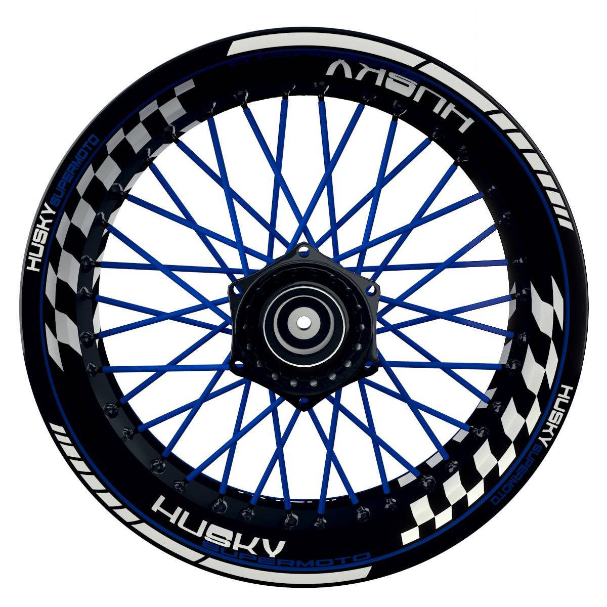 HuskySUPERMOTO Grid schwarz blau Wheelsticker Felgenaufkleber