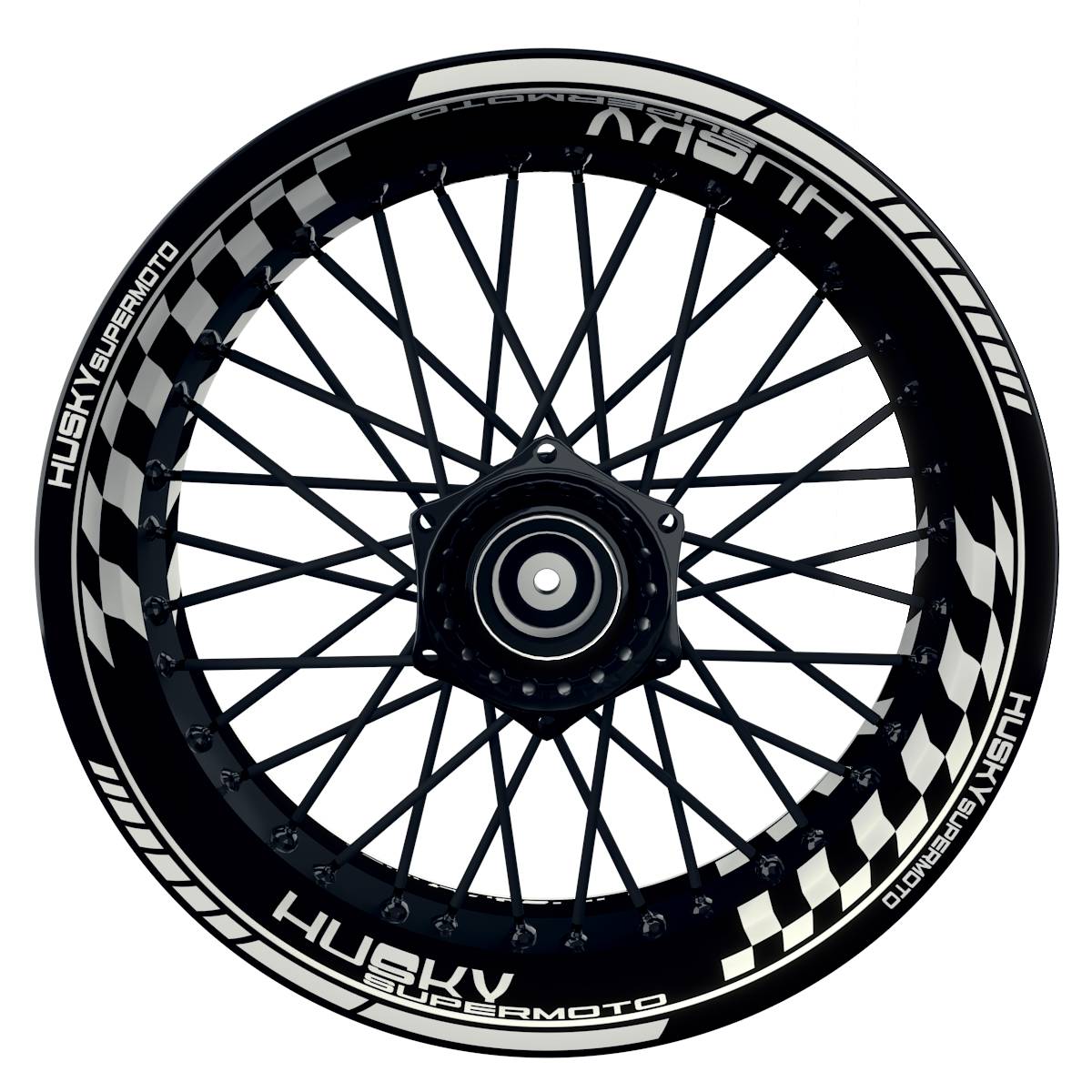 HuskySUPERMOTO Grid schwarz weiss Wheelsticker Felgenaufkleber