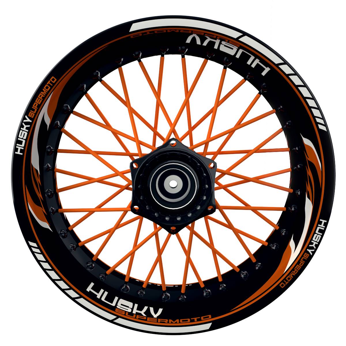 HuskySUPERMOTO Razor schwarz orange Wheelsticker Felgenaufkleber