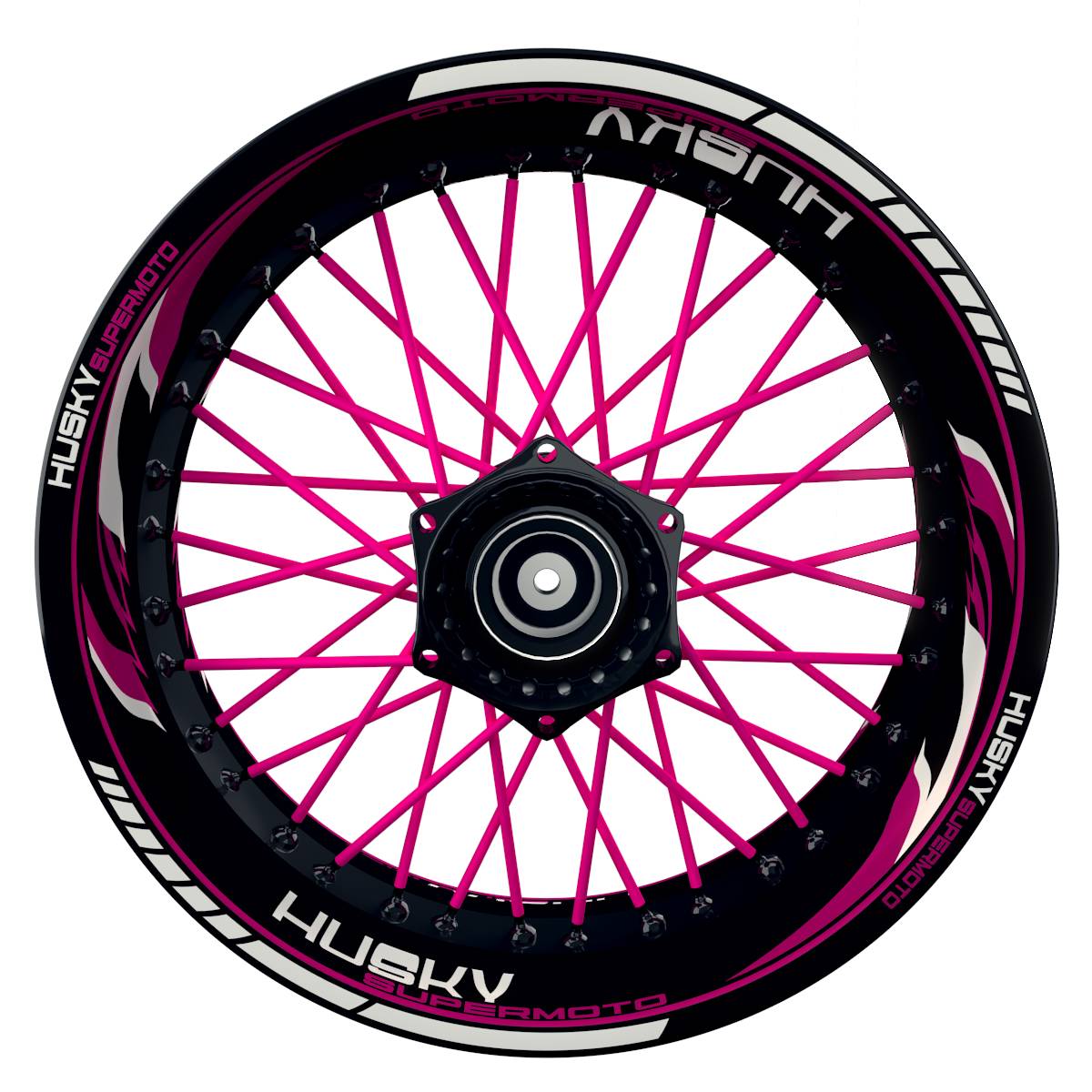 HuskySUPERMOTO Razor schwarz pink Wheelsticker Felgenaufkleber