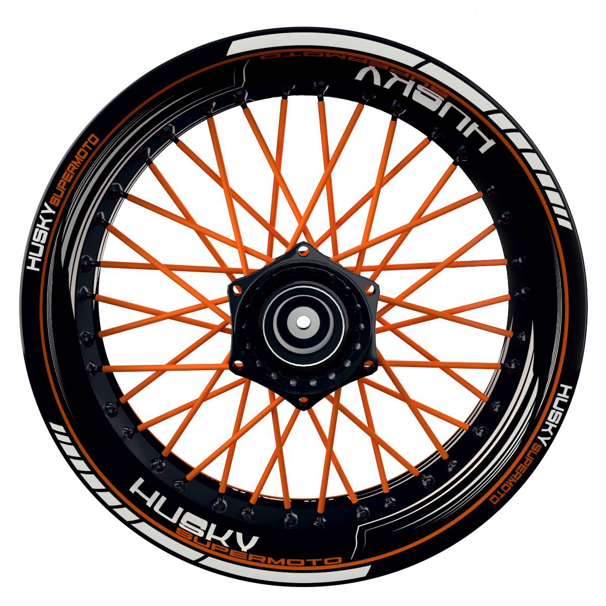 HuskySUPERMOTO SAW schwarz orange Wheelsticker Felgenaufkleber