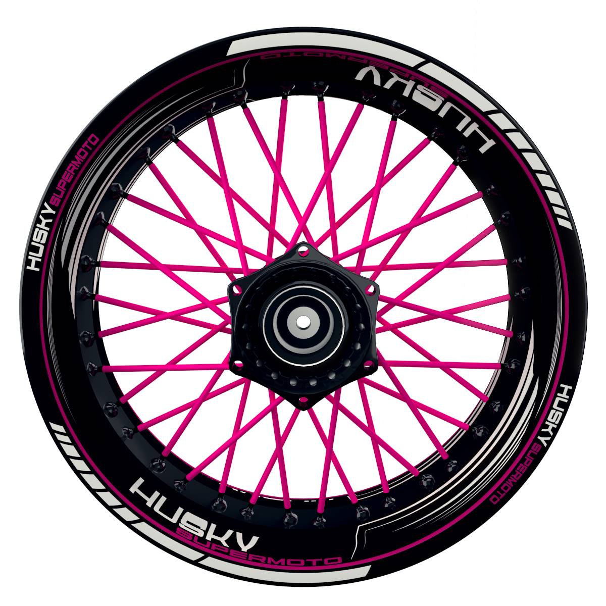 HuskySUPERMOTO SAW schwarz pink Wheelsticker Felgenaufkleber